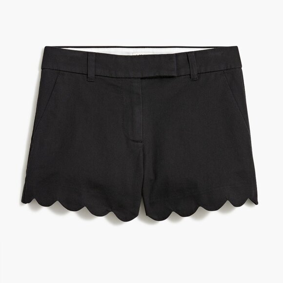 J. by J.Crew 4" linen-cotton scalloped hem shorts, Black - Size 4 - Picture 3 of 14